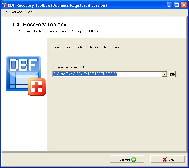 Phần mềm tiện ích sửa file DBF Dbfrecovery_page01normal