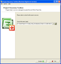 Repairs Microsoft Project files of MPP format in all instances of corruption