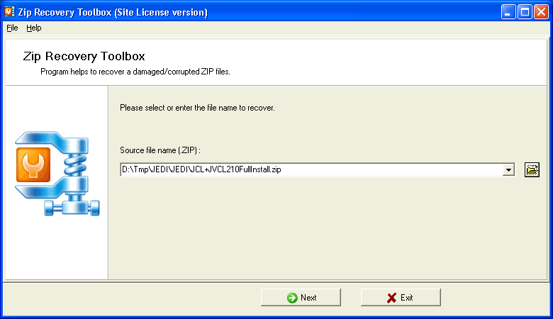 Screenshot of Zip Recovery Toolbox